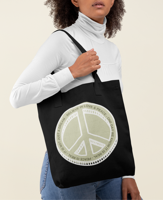 Peace is Real - Organic Tote Bag - Dark Design