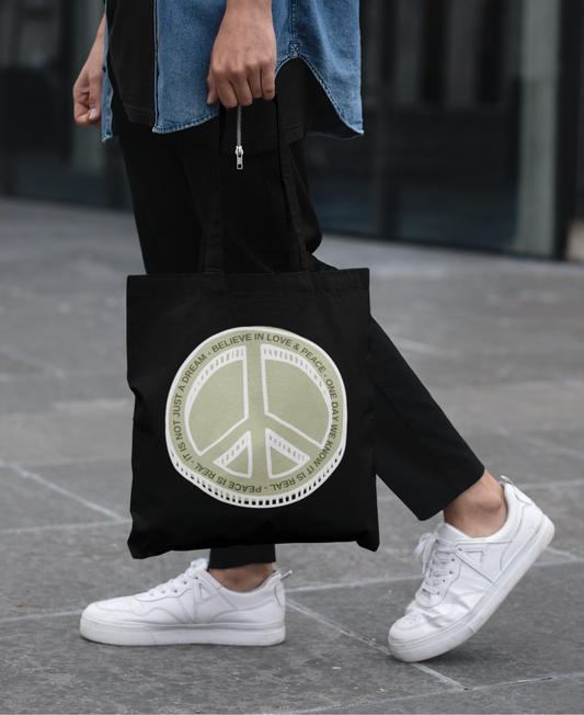 Peace is Real - Organic Tote Bag - Dark Design