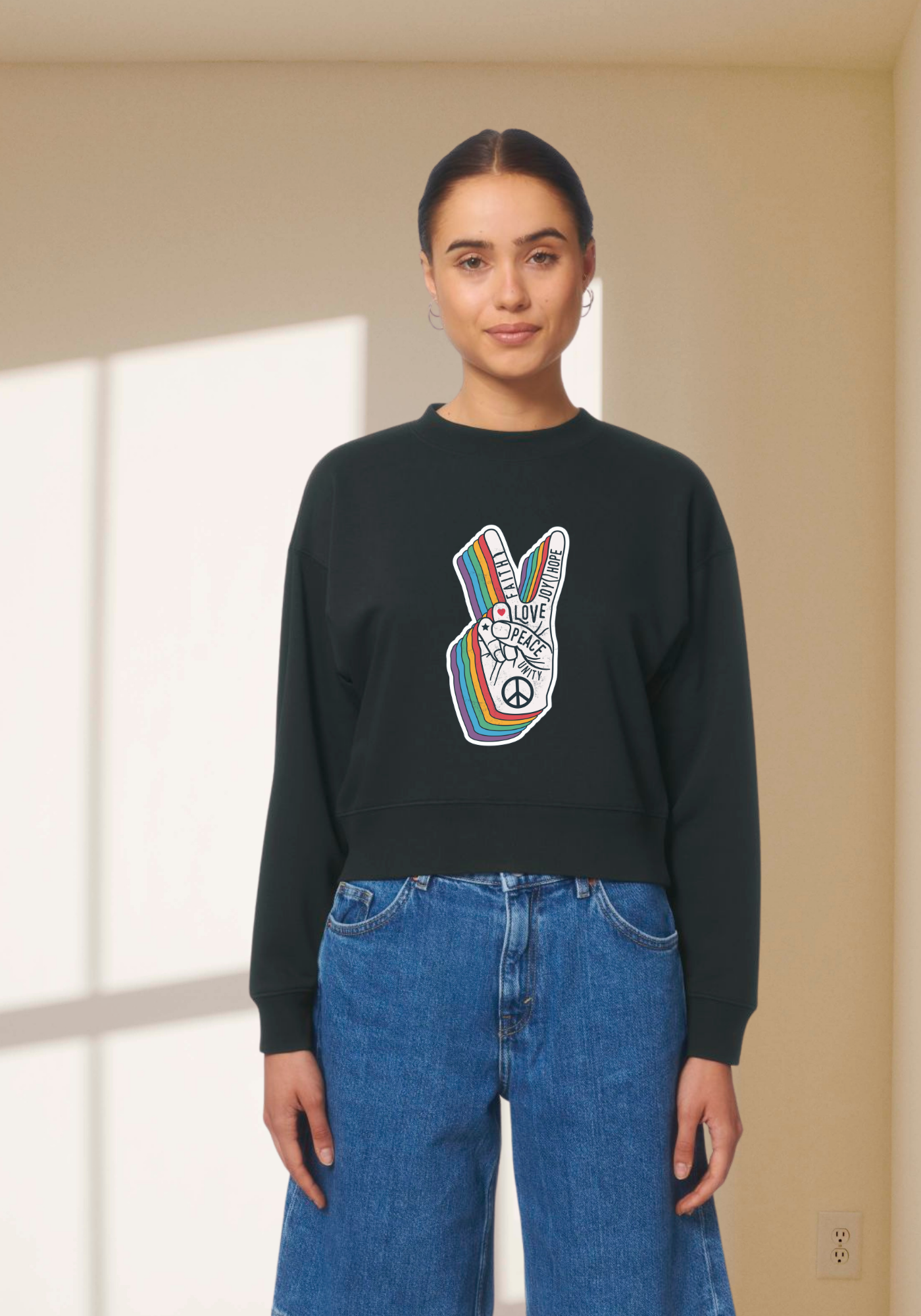 Peace & Love - Women Crop Sweatshirt